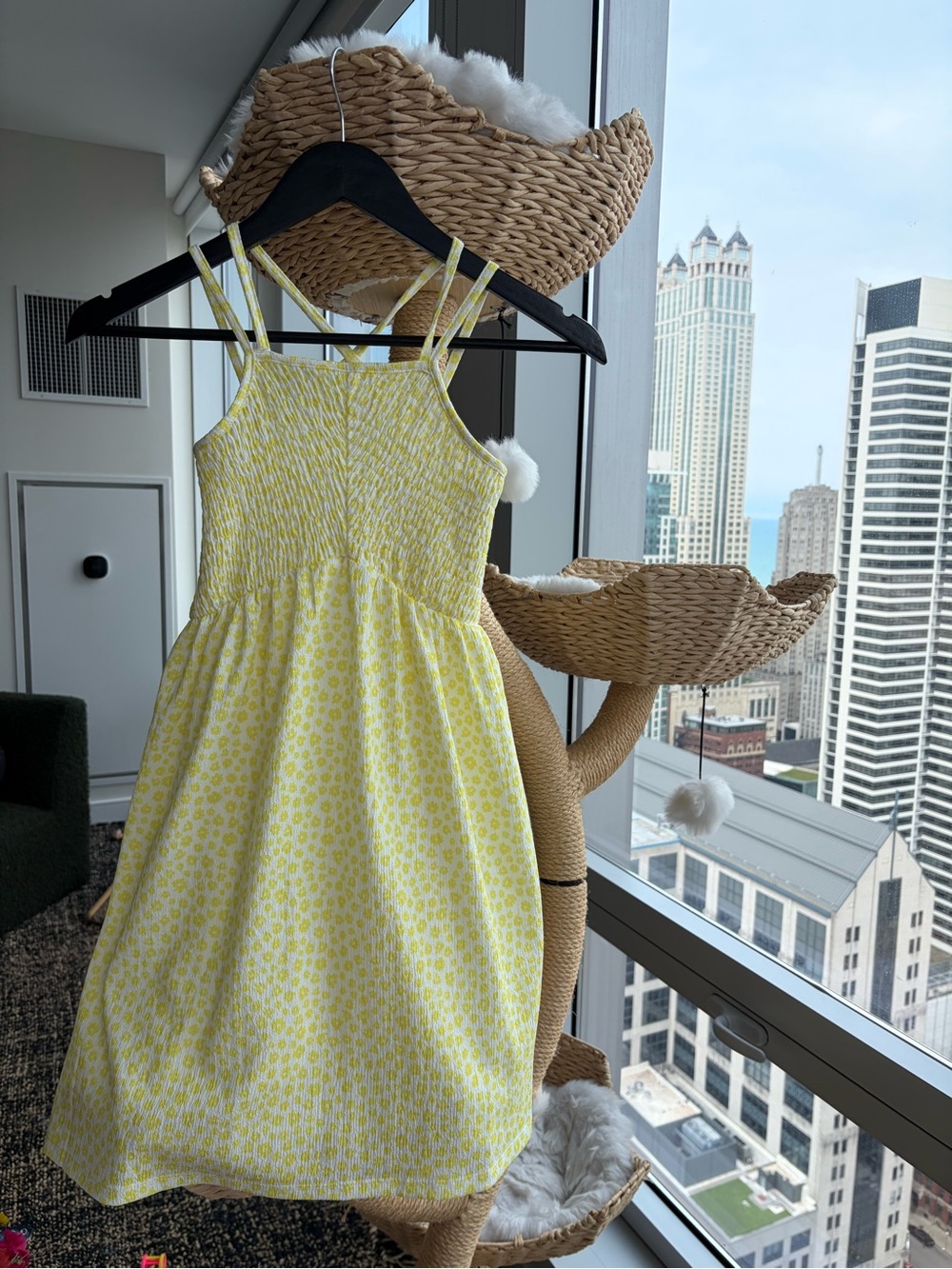Zara Yellow Printed Smocked Sundress for Girls